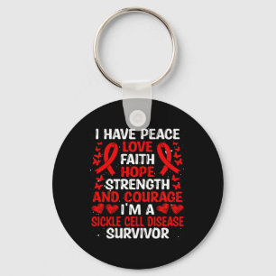 Survivor Peace Hope Love Sickle Cell Disease Aware Keychain