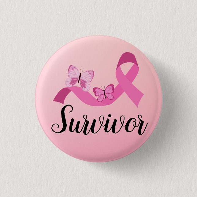 Survivor Pink Breast Cancer Button (Front)