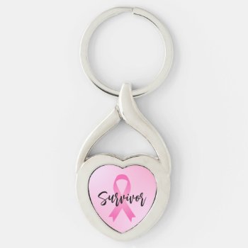 Survivor Pink Breast Cancer Keychain by Plush_Paper at Zazzle