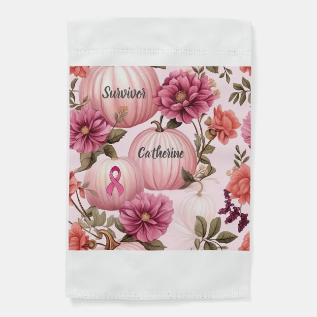 Survivor Pink Pumpkin Halloween Garden Flag (Front)