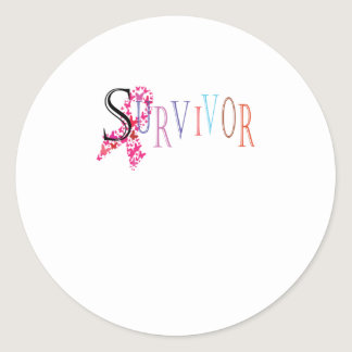 Survivor Pink Ribbon Breast Cancer Awareness Classic Round Sticker