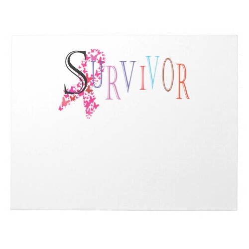 Survivor Pink Ribbon Breast Cancer Awareness Notepad