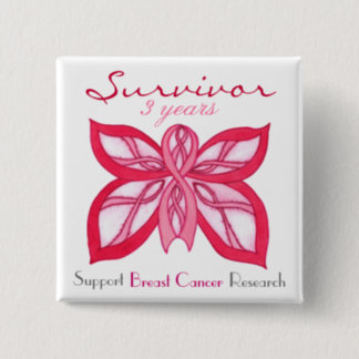 Survivor Pink Ribbon Butterfly - Customizable Pin