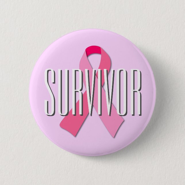 Survivor Pink Ribbon Button (Front)