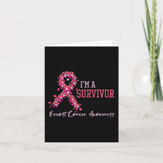 Survivor Pink Ribbons Hearts Breast Cancer Awarene Card