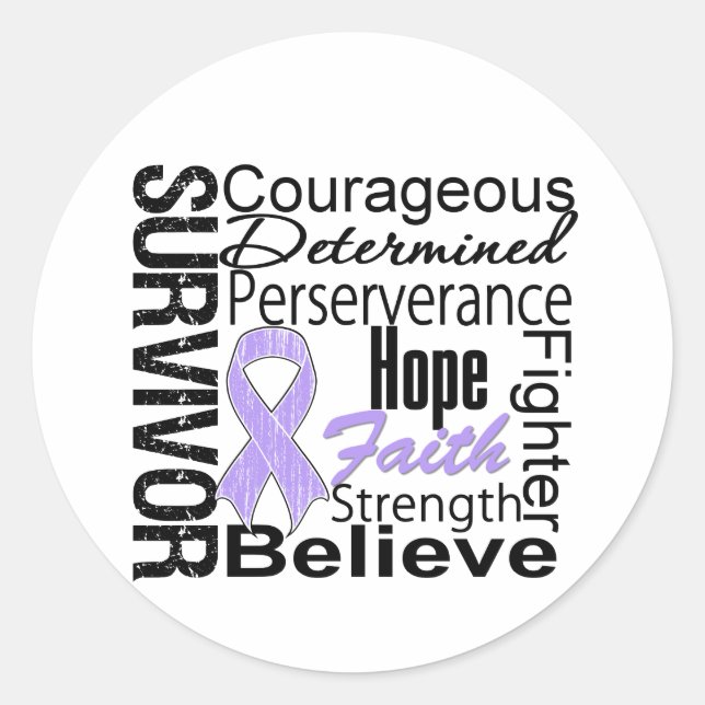 Survivor Powerful Slogans Collage General Cancer Classic Round Sticker (Front)