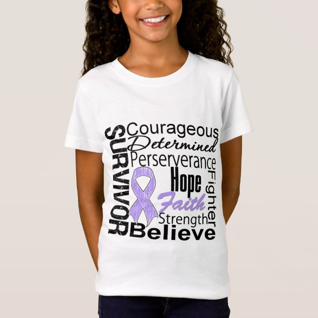 Survivor Powerful Slogans Collage General Cancer T-Shirt (Front)