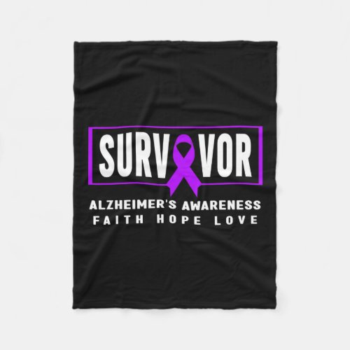 Survivor _ Purple Heimers Awareness  Fleece Blanket