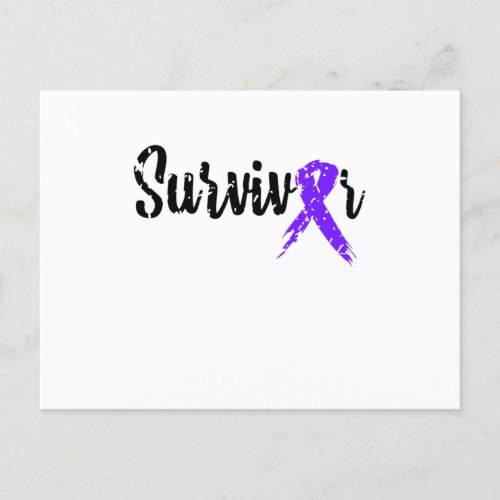 Survivor Purple Ribbon  Breast Cancer Awareness Invitation Postcard