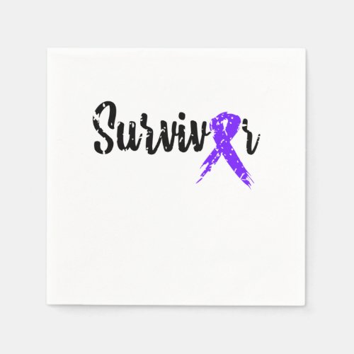 Survivor Purple Ribbon  Breast Cancer Awareness Napkins