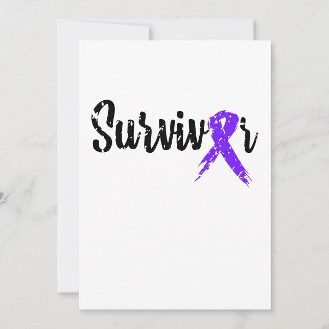 Survivor Purple Ribbon  Breast Cancer Awareness Save The Date (Front)