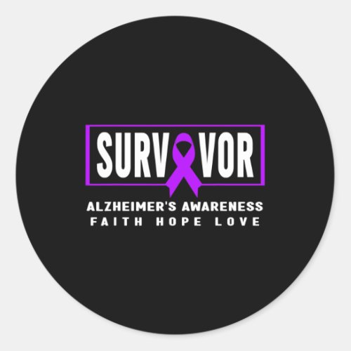 Survivor _ Purple Ribbon Heimers Awareness  Classic Round Sticker