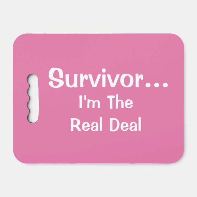 Survivor Quote Inspirational Pink Seat Cushion (Front Horizontal)