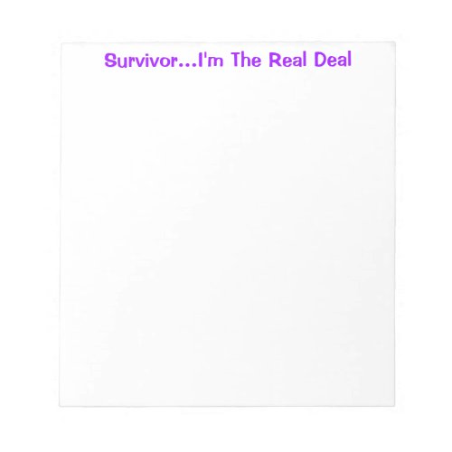 Survivor Real Deal Inspirational Quote Notepad