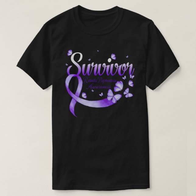 Survivor Retinitis Pigmentosa Awareness Butterfly T-Shirt (Design Front)