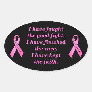 Survivor Ribbon On Black Oval Sticker