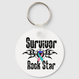 Survivor Rock Star - Thyroid Cancer Survivor Keychain