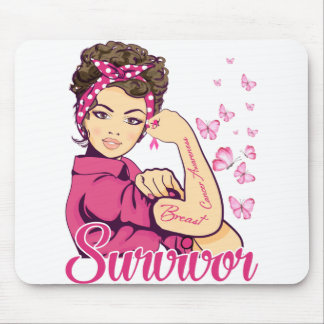 Survivor Rosie Riveter Breast Cancer Awareness Mouse Pad