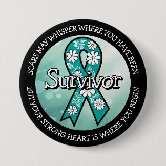 Survivor SA Teal Awareness Ribbon Button