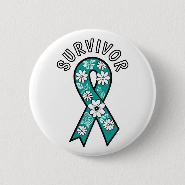 Survivor SA Teal Awareness Ribbon Button (Front)