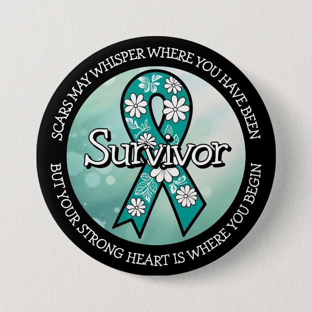 Survivor SA Teal Awareness Ribbon Button (Front)