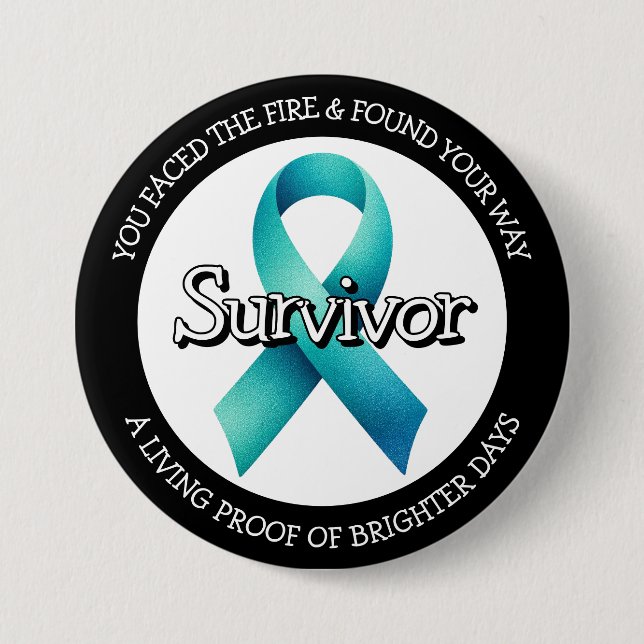 Survivor SA Teal Awareness Ribbon Button (Front)