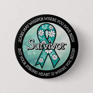 Survivor SA Teal Awareness Ribbon Button