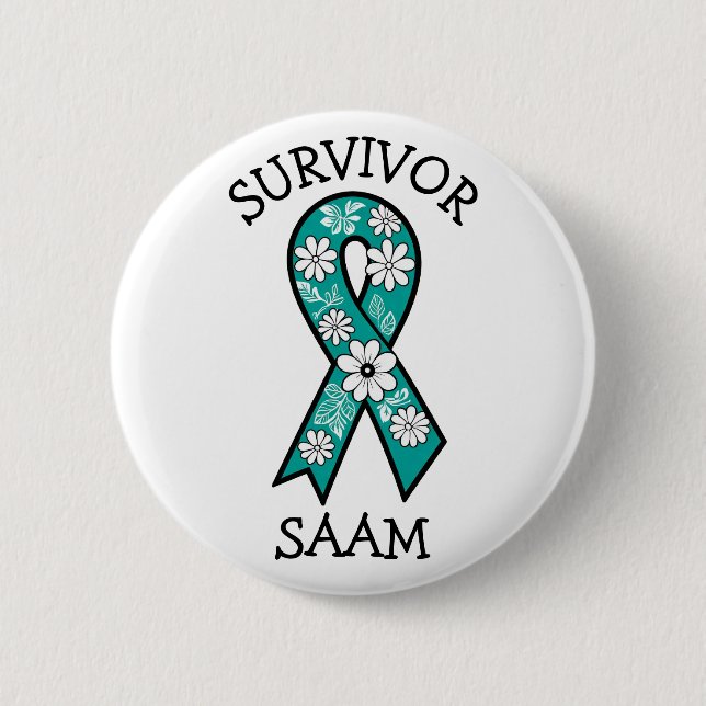 Survivor SA Teal Awareness Ribbon Button (Front)
