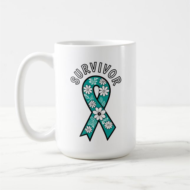 Survivor SA Teal Awareness Ribbon Coffee Mug (Left)