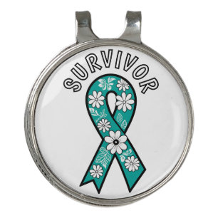 Survivor SA Teal Awareness Ribbon Golf Hat Clip