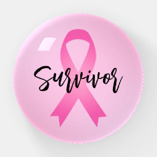 Survivor Script Pink Ribbon Breast Cancer Paperweight