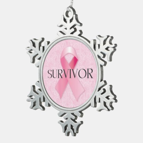 Survivor Snowflake Breast Cancer Ornament