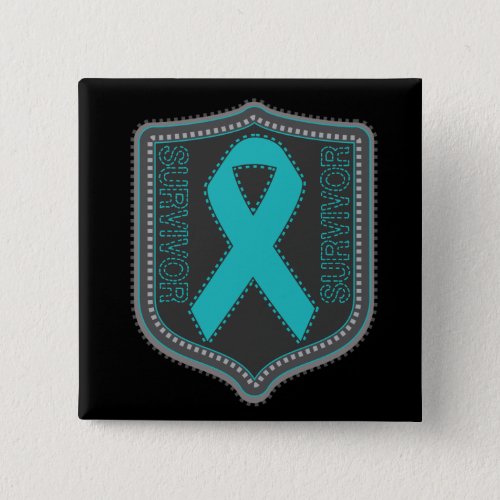 Survivor Stitched Ribbon Patch _ Ovarian Cancer Pinback Button