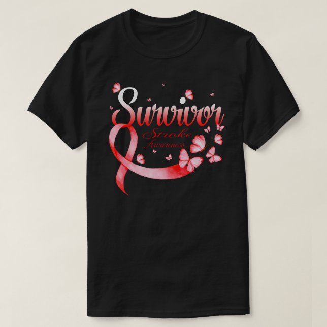 Survivor Stroke Awareness Butterfly T-Shirt (Design Front)
