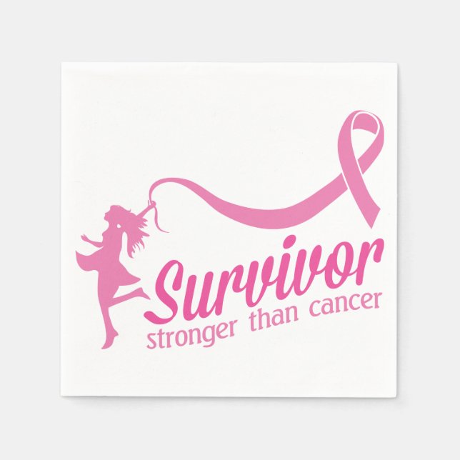 Survivor Stronger Than Cancer Paper Napkins (Front)