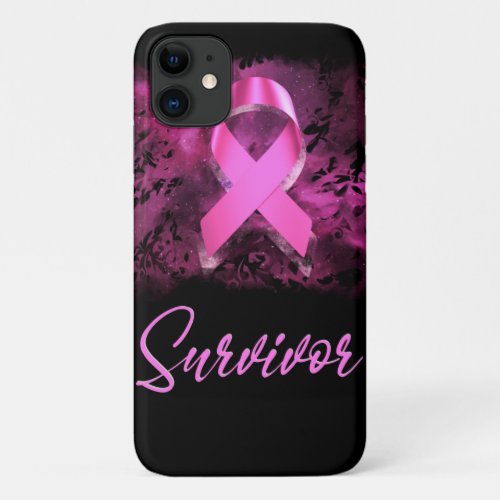 Survivor support breast cancer awareness iPhone 11 case