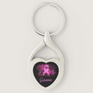 Survivor, support breast cancer awareness keychain