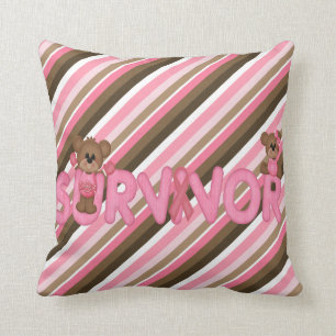 Survivor Teddy Bear Breast Cancer Pillow