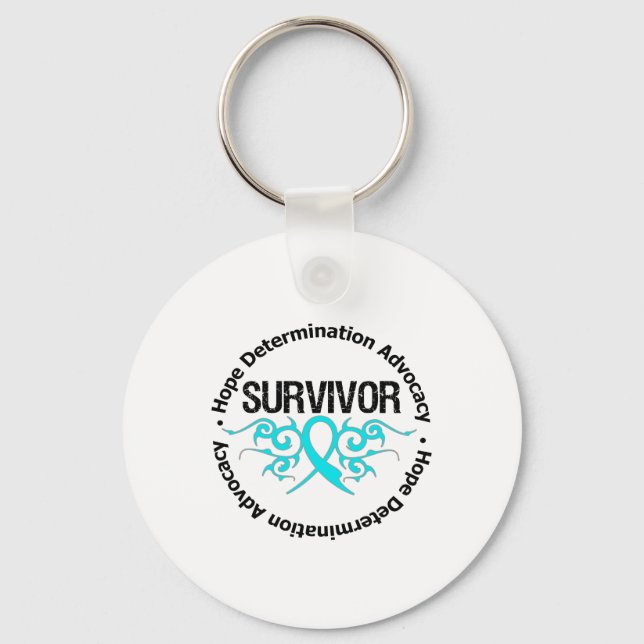Survivor Tribal Ribbon Addiction Recovery Keychain (Front)