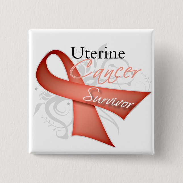 Survivor - Uterine Cancer Pinback Button (Front)