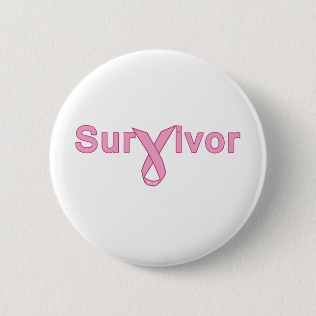 Survivor with Pink Ribbon Products Pinback Button (Front)