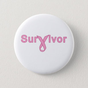 Survivor with Pink Ribbon Products Pinback Button