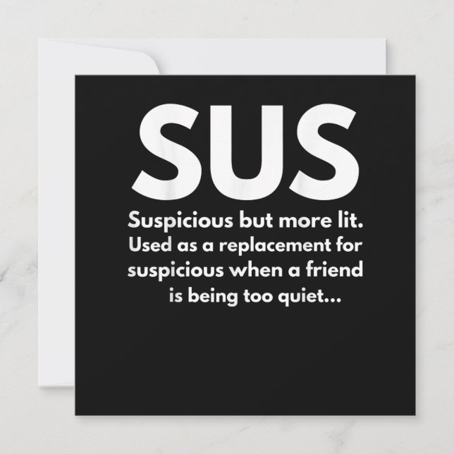 Sus Definition Suspicious Friend Acting Sus Thank You Card (Front)
