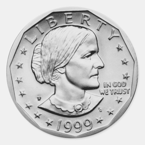 Susan B Anthony Dollar Classic Round Sticker