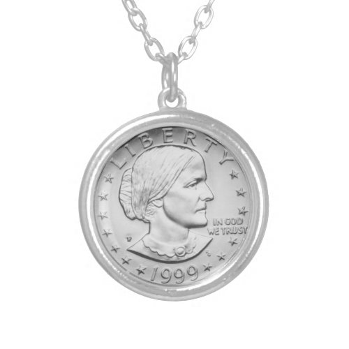 Susan B Anthony Dollar Silver Plated Necklace