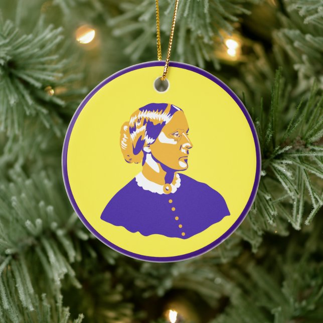 Susan B Anthony Pop Art Street Style Suffrage Ceramic Ornament (Tree)