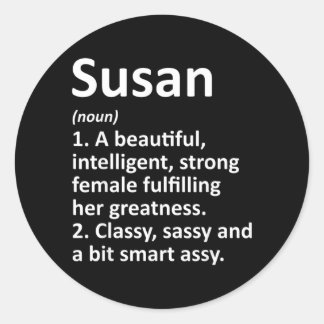 Susan Definition Personalized Name Funny Christmas Classic Round Sticker