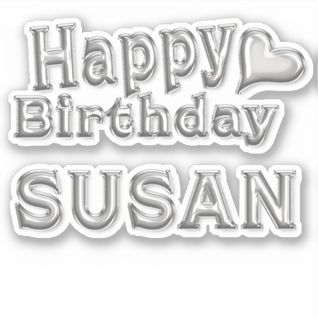Susan Happy Birthday silver Sticker (Front)