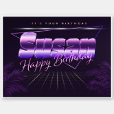 First Name SUSAN, Fun HAPPY BIRTHDAY Square Sticker