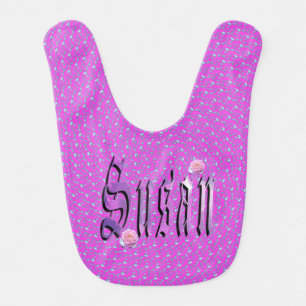 Susan, Name, Logo, Pink Magenta Baby Bib. Bib